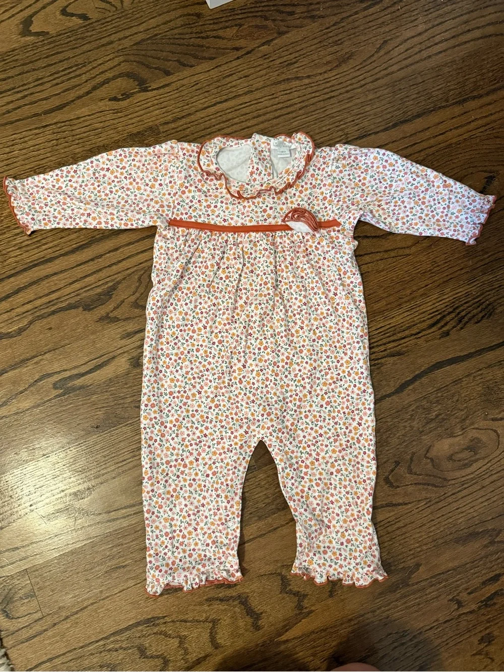 Kissy Kissy Orange Floral Pima Cotton Ruffle Playsuit 9M